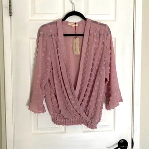 Women’s Rose Colored Blouse. Very Pretty Chenille Fabric.